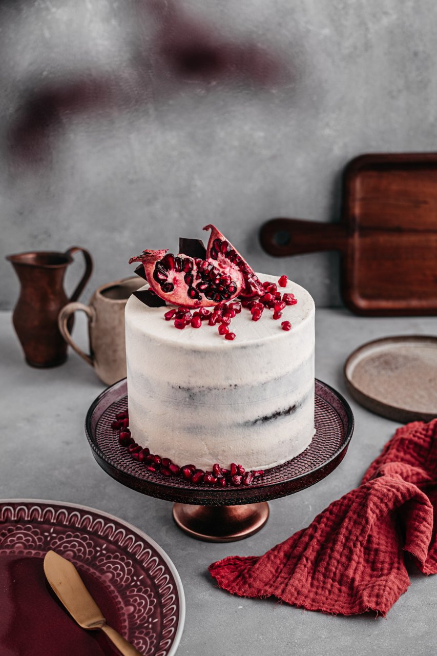 Dark-Chocolate-Granatapfel Törtchen zum Valentinstag