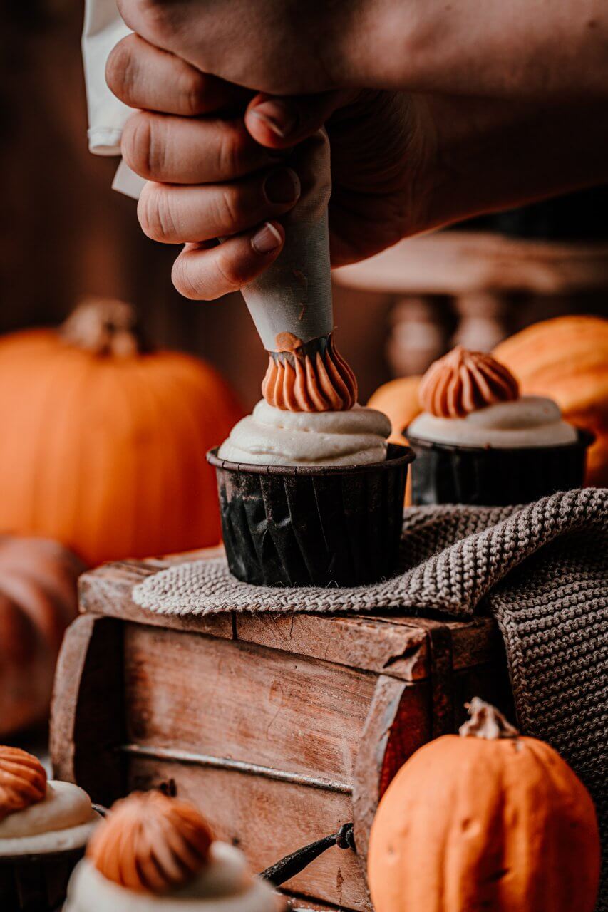 Schoko-Kürbis Swirl Cupcakes