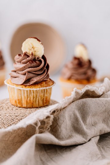 Bananenbrot Cupcakes mit Schokotopping